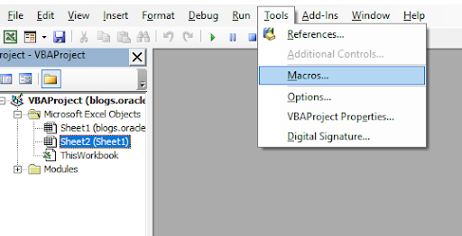 Sample image of VBA/Marco tools for Vena's Excel-based FP&A solution