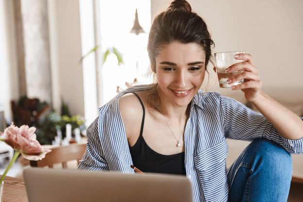 A remote worker working from the comfort of their home.