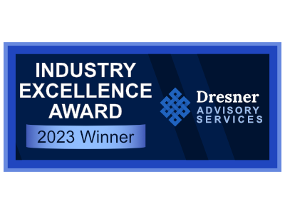 An award badge for Industry Excellence in 2023 from Dresner Advisory Services