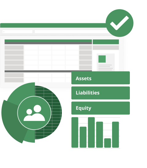 An illustration of an Excel file with graphs and charts