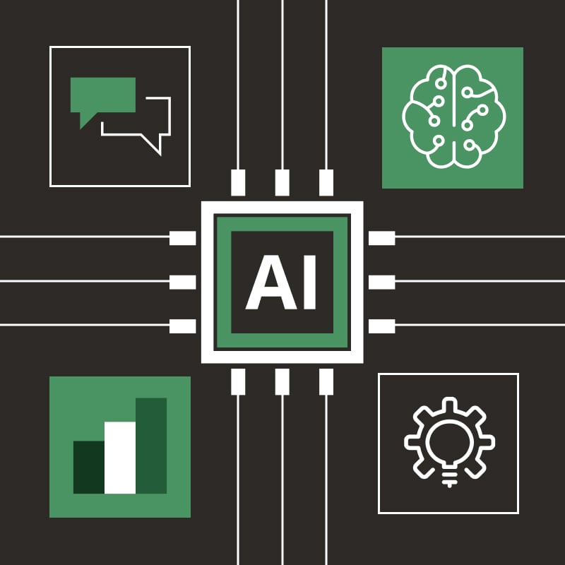 An illustration of a circuit board with the letters 