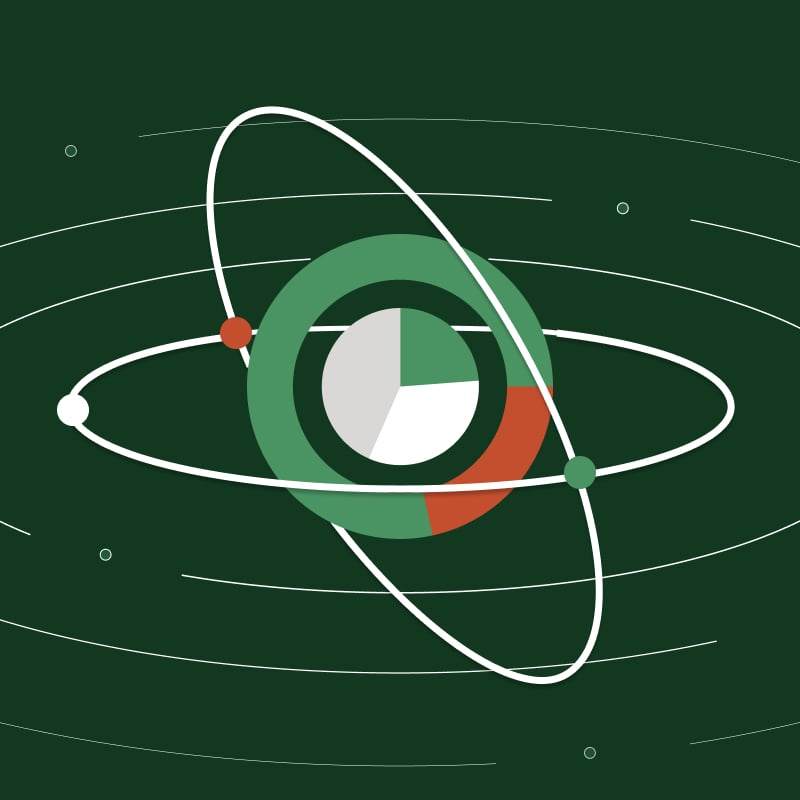 Abstract data visualization revolving around a set of charts in the centre.