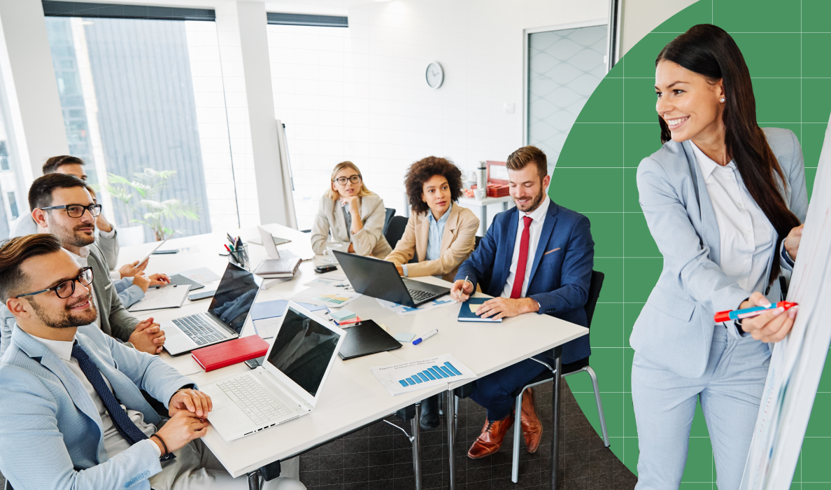 Finance professionals attending a meeting.