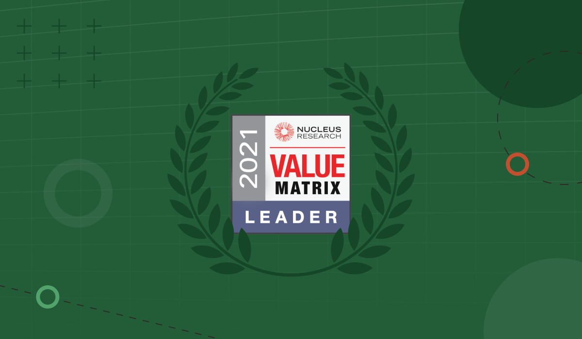 2021 Nucleus CPM Technology Value Matrix badge on a green background.