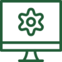 A green icon of a monitor