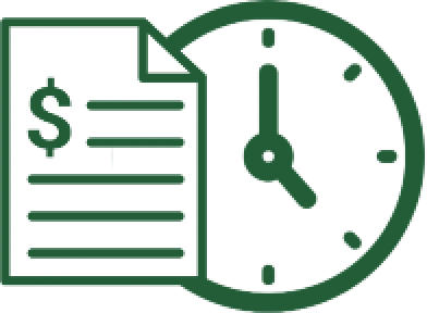 Icon of a clock and a financial document