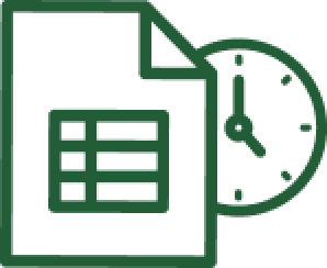 Icon of a spreadsheet and a clock