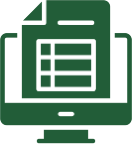 Icon of a spreadsheet and a computer monitor