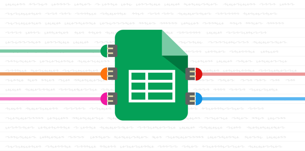 Spreadsheet symbol with colourful plugs connected to it. 