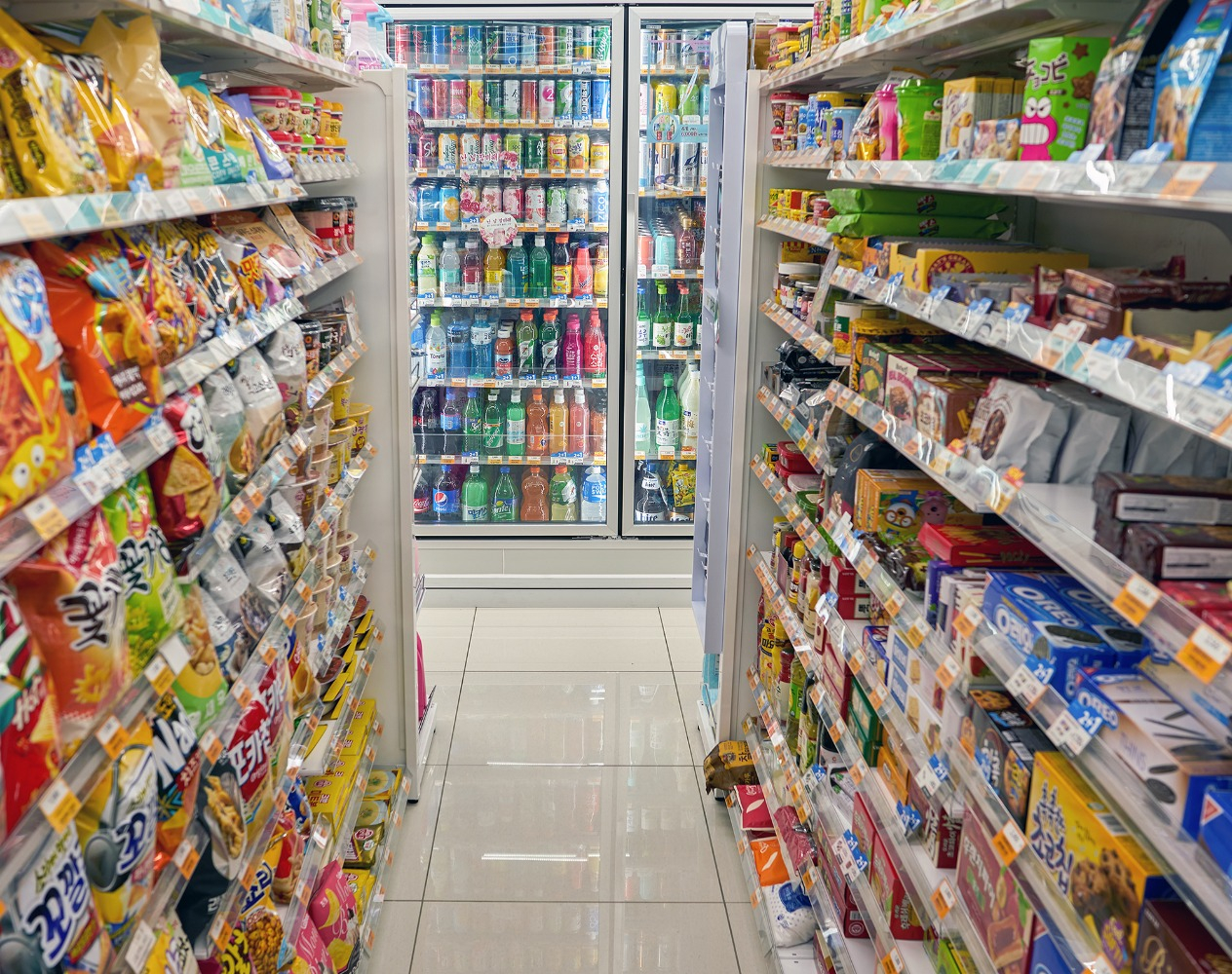 An aisle at a convenience store