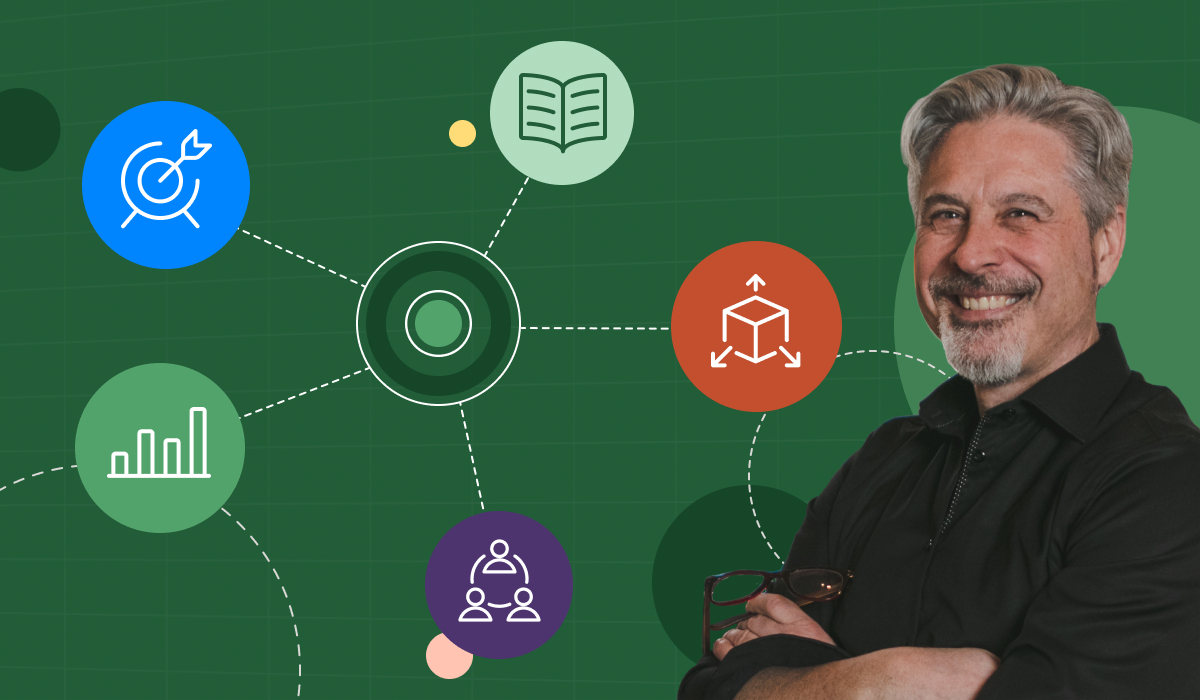Photo of Vena CFO Darrell Cox and 5 icons representing his 5 agile principles.