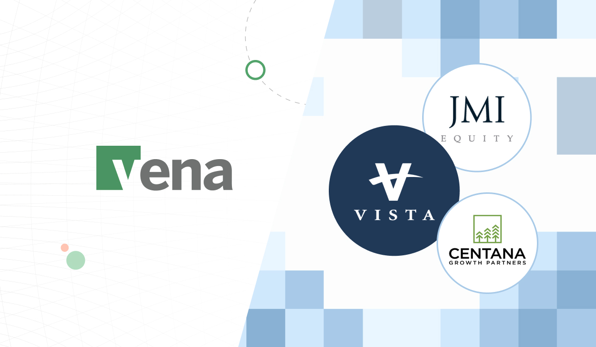 Vena logo, JMI Equity logo, Vista logo, Centana Growth Partners.