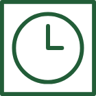 A green icon of a clock